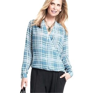 Cabi windowpane surplice blouse